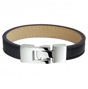 Leren armband zwart 10 mm 18.5 cm - 3133104