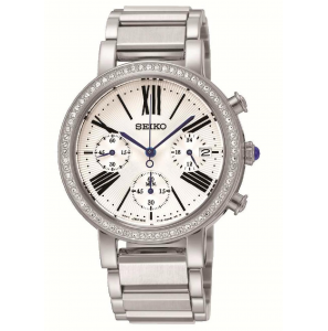 Seiko dames chrono staal bracelet swarovski wr - 3140400
