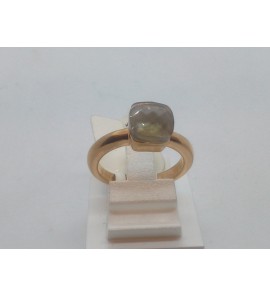 Staal dames ring rose verguld met rook quarts. Geen garantie op plating. - 3130431