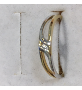 Wit/geel gouden damesring met briljant 0.01ct. - 3130627