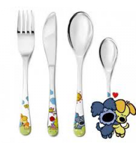 Kindercouvert 4-delig Woezel & Pip rvs - 3140771