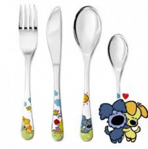 Kindercouvert 4-delig Woezel & Pip rvs - 3140771