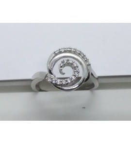 Witgouden ring met zirconia gedraaid groot mt. 17 - 3141086
