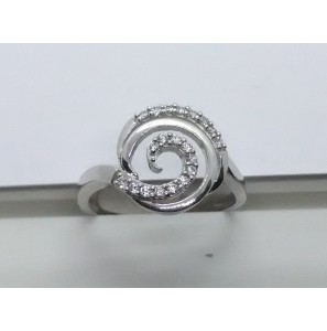 Witgouden ring met zirconia gedraaid groot mt. 17 - 3141086