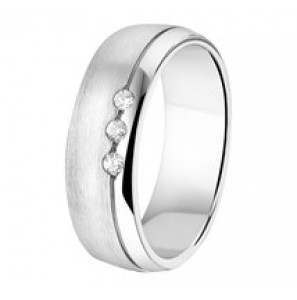 Zilveren vriendsschapsring mat/glans met drie zirconia&#39;s A206CZ - 3141304