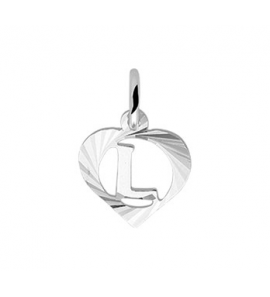 Zilveren letter hanger in hart L - 3141532