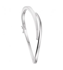 Zilveren slavenarmband RH 7 mm met scharniersluiting en achtje,  mat/glans 60 mm - 3142020