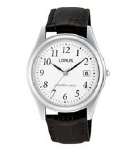 Lorus heren staal bracelet leer bruin 50m - 3142134