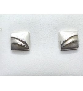 Zilver oorknopm vierkant mat/poli - 3142186