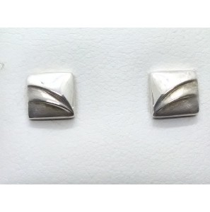 Zilver oorknopm vierkant mat/poli - 3142186