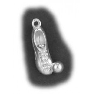 Zilver hanger/bedel voetbalschoen met bal - 3142552