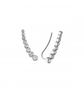 Zilver gerhodineerde oorhangers met zirconia omhoog. - 3142709