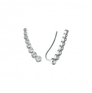 Zilver gerhodineerde oorhangers met zirconia omhoog. - 3142709
