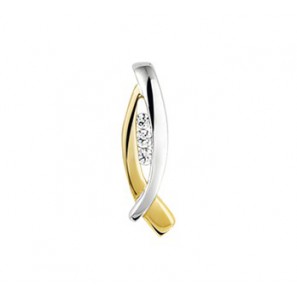 Gouden bicolour hanger met zirconia. - 3142744