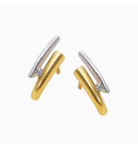 Eclat gouden bicolour oorknop met 2x0.03crt G-VVS - 3142828