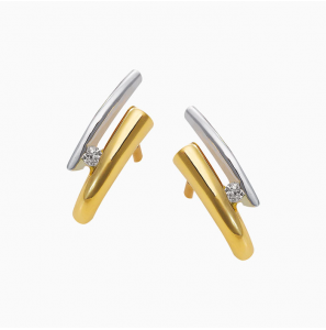 Eclat gouden bicolour oorknop met 2x0.03crt G-VVS - 3142828
