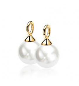 ZINZI zlv. creoolhangers parel wit 10 mm geel verguld - 3142907
