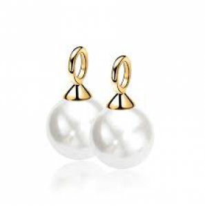 ZINZI zlv. creoolhangers parel wit 10 mm geel verguld - 3142907