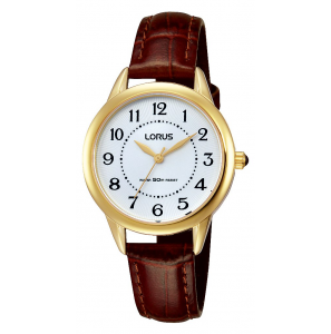 Lorus dames double leer bruin wr 50m - 3150137