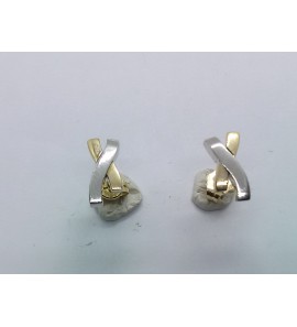 Goud bicolour oorknop gekruist - 3150263