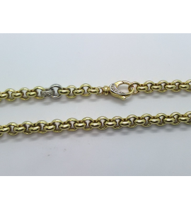 Goud collier jasseron 7x2.6 mm met diam in 2 schakels en sluiting 45 cm - 3150267