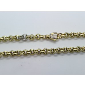 Goud collier jasseron 7x2.6 mm met diam in 2 schakels en sluiting 45 cm - 3150267