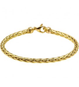 Zilgold armband. Armband heeft een zilveren kern. Het slotje, ogen en het kapje zijn van goud. 19cm 4mm - 3150440