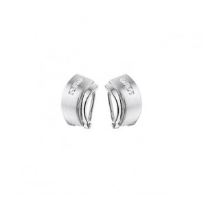 Zilveren oorclips met zirconia's mat/glans - 3150590