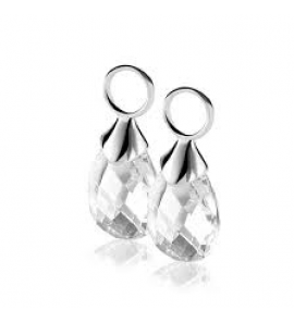 ZINZI zilveren creoolhangers wit - 3150853