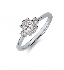 Witgouden damesring met zirconia's  rond en ovaal - 3150913