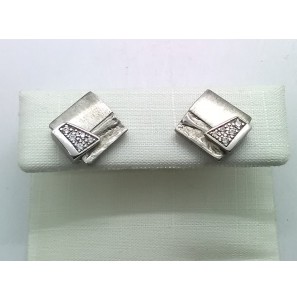 Sueno zilver oorknop vierkant mat/glans met zirconia's - 3151019