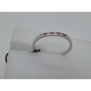 Eclat witgouden ring met briljant 0.06 crt en robiin si - 3151048