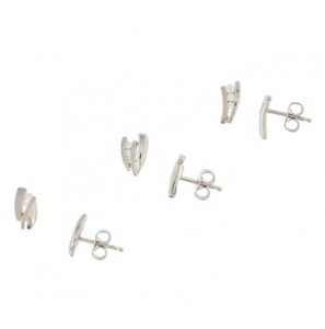 Zilver oorknop mat/glans met zirconia - 3152245