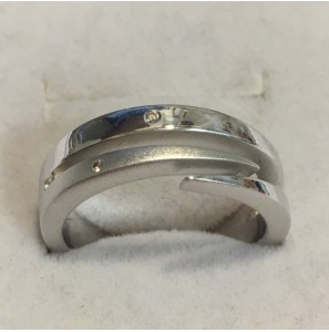 Zilveren dames ring fantasie mag/glans met brilj. 0,014 maat 17,75 - 3152330