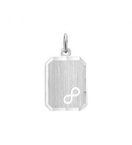 Zilveren graveerplaat rechthoek met infinity 18x14 mm - 3152355