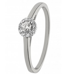 Eclat witgouden rozetring 0,25 crt (1x0,18 + 6x0,01) maat 17,5 - 3152378