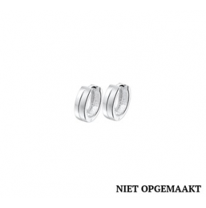 Zilveren klapcreolen mat/glans RH vlak 3,5 x 11,5 mm - 3160401