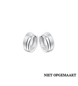 Zilveren klapcreolen mat/glans RH 6 x 15,5 mm - 3160403