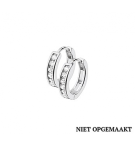 Zilveren klapcreolen RH met zirconia 3 x 15 mm - 3160406