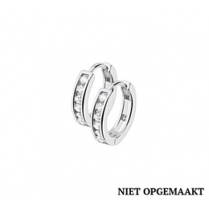 Zilveren klapcreolen RH met zirconia 3 x 15 mm - 3160406