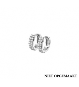 Zilveren klapcreolen vlak RH met zirconia 4 x 13 mm - 3160412