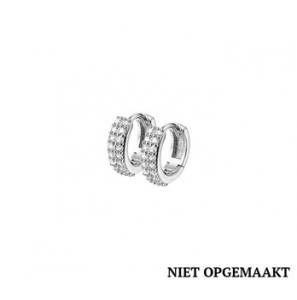 Zilveren klapcreolen vlak RH met zirconia 4 x 13 mm - 3160412