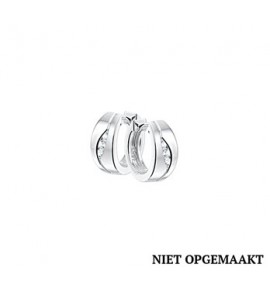 Zilveren klapcreolen RH mat/glans met zirconia 6 x 14,5 mm - 3160414