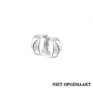 Zilveren klapcreolen RH mat/glans met zirconia 6 x 14,5 mm - 3160414