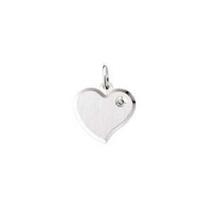 Zilveren graveerplaat RH 16,5x15,5 mm hartje met zirconia - 3160426