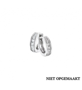 Zilveren klapcreolen vlak RH met zirconia 3,5 x 14,5 mm - 3160408