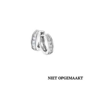 Zilveren klapcreolen vlak RH met zirconia 3,5 x 14,5 mm - 3160408