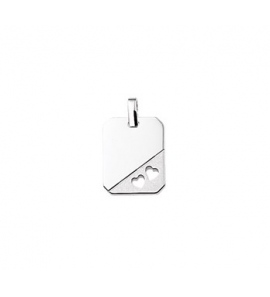 Zilveren graveerplaat RH rechthoek mat/glans 14x18 mm met uitgestanste hartjes - 3160437