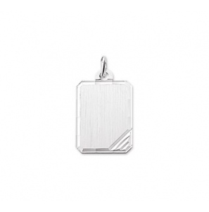 Zilveren graveerplaat RH rechthoek 16x21 mm met streepjes - 3160440