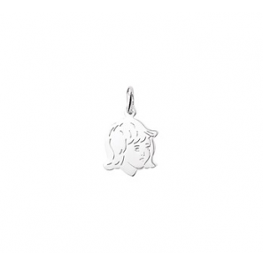 Zilver kinderkopje RH piekhaar 17.5x13 mm meisje - 3160445